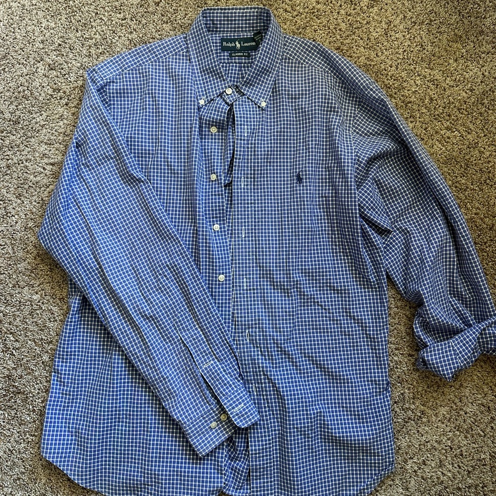 Ralph Lauren Navy Checkered Men's Shirt